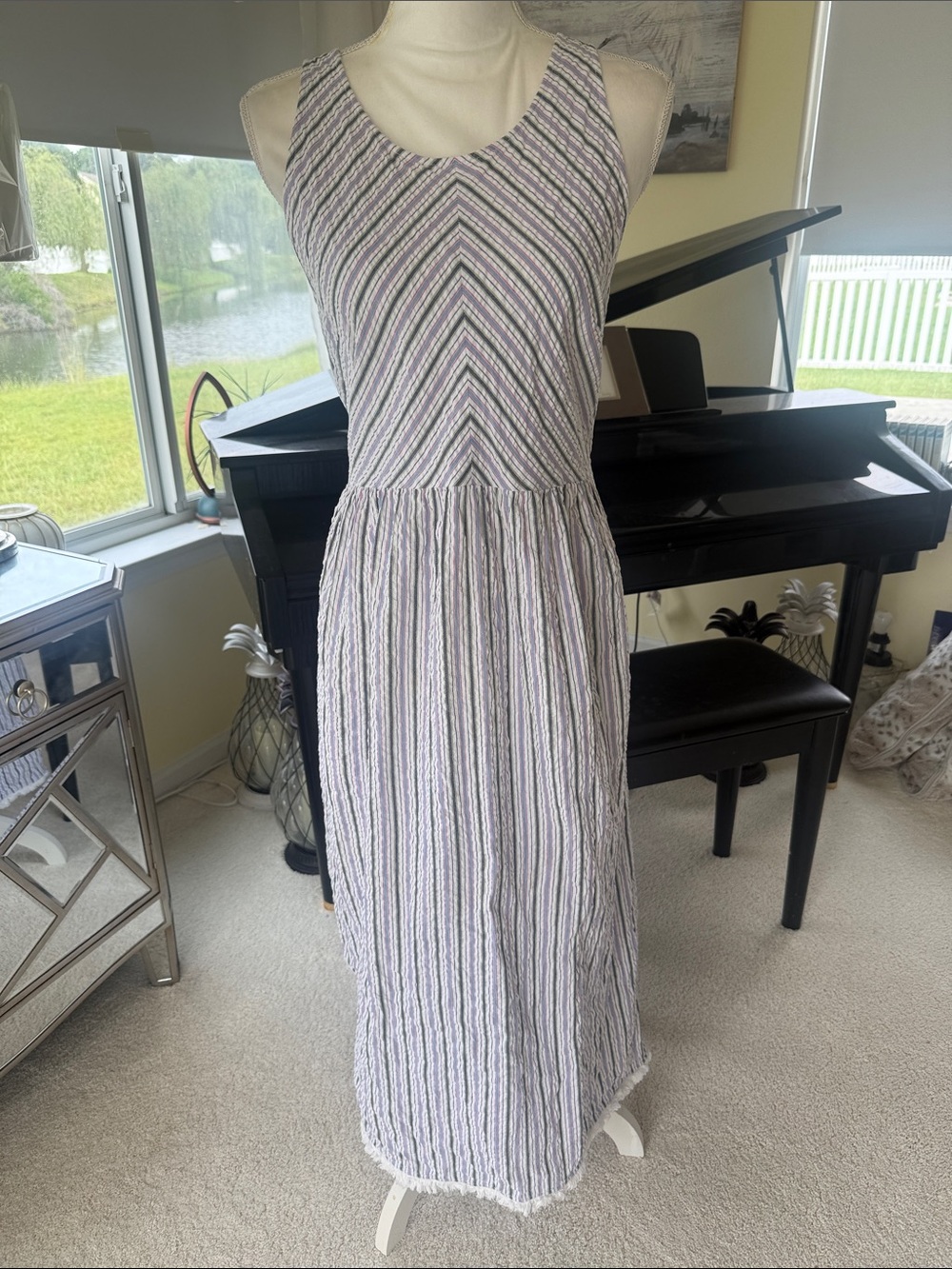 Lilla beachy colors seersucker maxi dress summer ocean casual womens